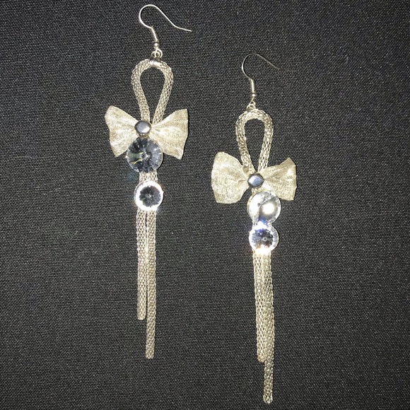 Large Silver Dangling Earrings - Picture 2 of 4
